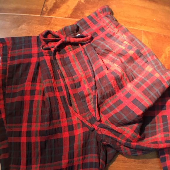 Free People Red Plaid High Waist Pants 0 - Picture 3 of 6
